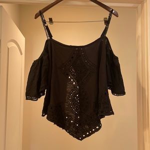 Free People Cold- Shoulder Cropped Top